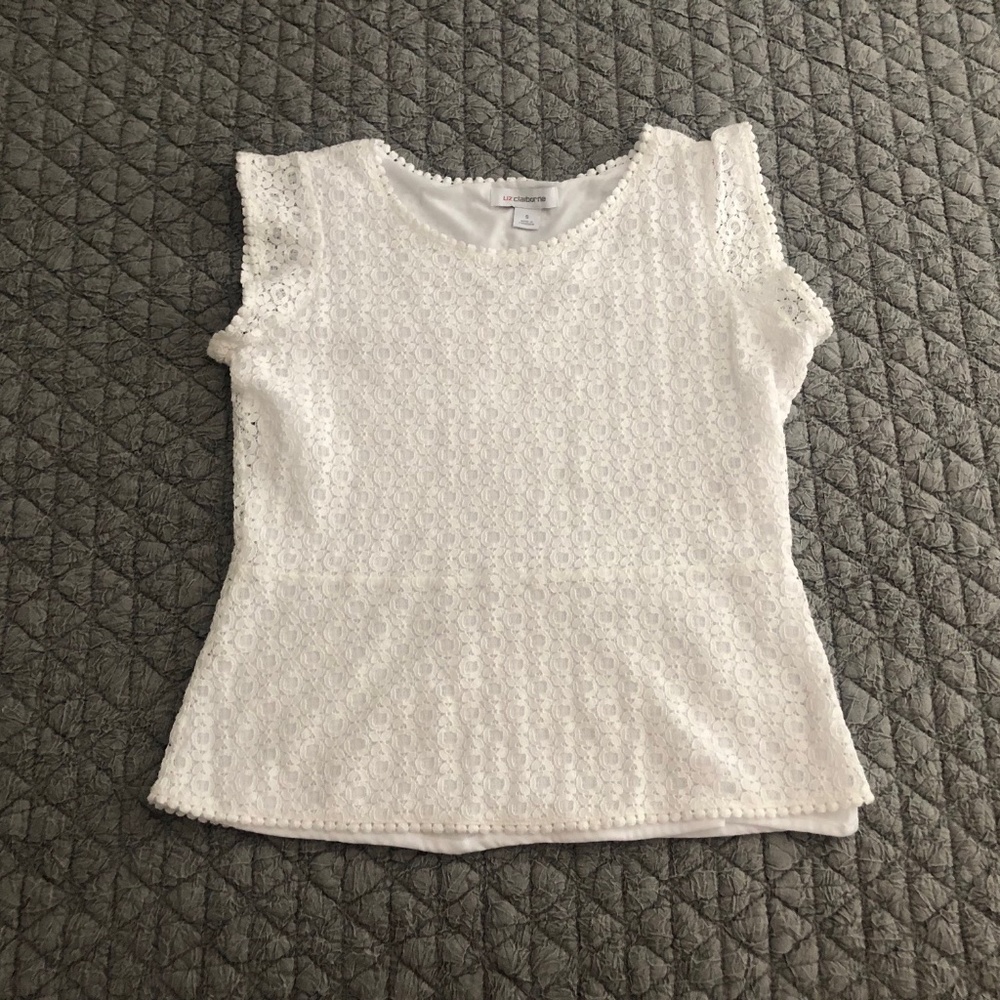 Liz Claiborne white lace cap sleeve top